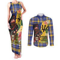 Barbados Celtic 2025 Festival Couples Matching Tank Maxi Dress and Long Sleeve Button Shirt Scottish Man With Bagpipes