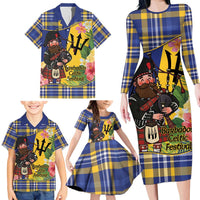 Barbados Celtic 2025 Festival Family Matching Long Sleeve Bodycon Dress and Hawaiian Shirt Scottish Man With Bagpipes