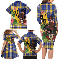 Barbados Celtic 2025 Festival Family Matching Long Sleeve Bodycon Dress and Hawaiian Shirt Scottish Man With Bagpipes