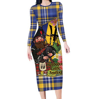 Barbados Celtic 2025 Festival Family Matching Long Sleeve Bodycon Dress and Hawaiian Shirt Scottish Man With Bagpipes
