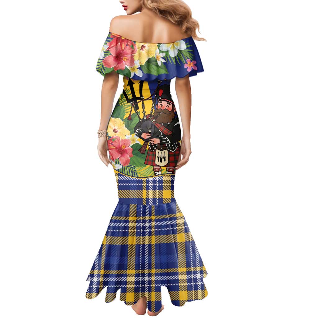 Barbados Celtic 2025 Festival Family Matching Mermaid Dress and Hawaiian Shirt Scottish Man With Bagpipes