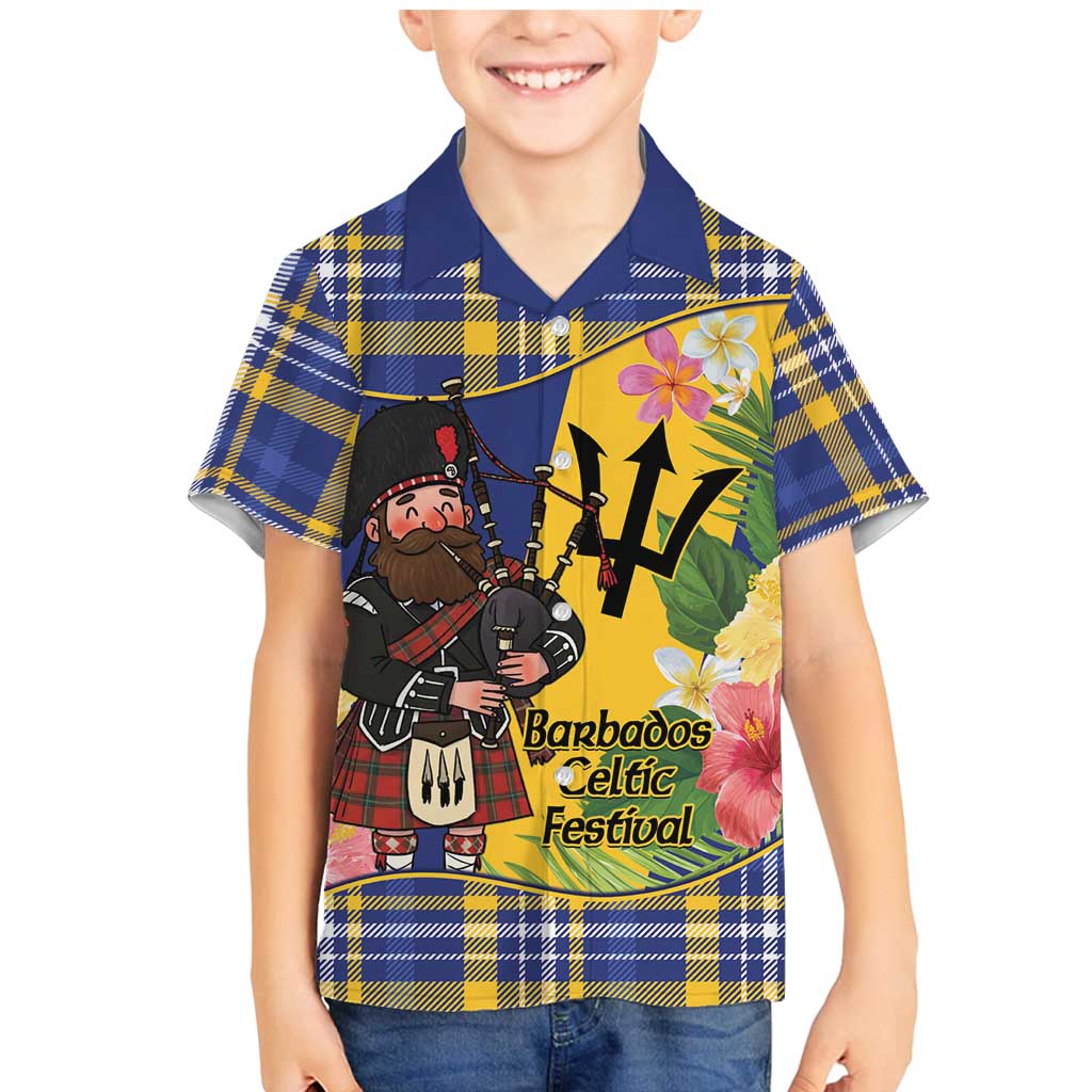 Barbados Celtic 2025 Festival Family Matching Mermaid Dress and Hawaiian Shirt Scottish Man With Bagpipes