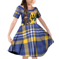 Barbados Celtic 2025 Festival Family Matching Off Shoulder Short Dress and Hawaiian Shirt Scottish Man With Bagpipes