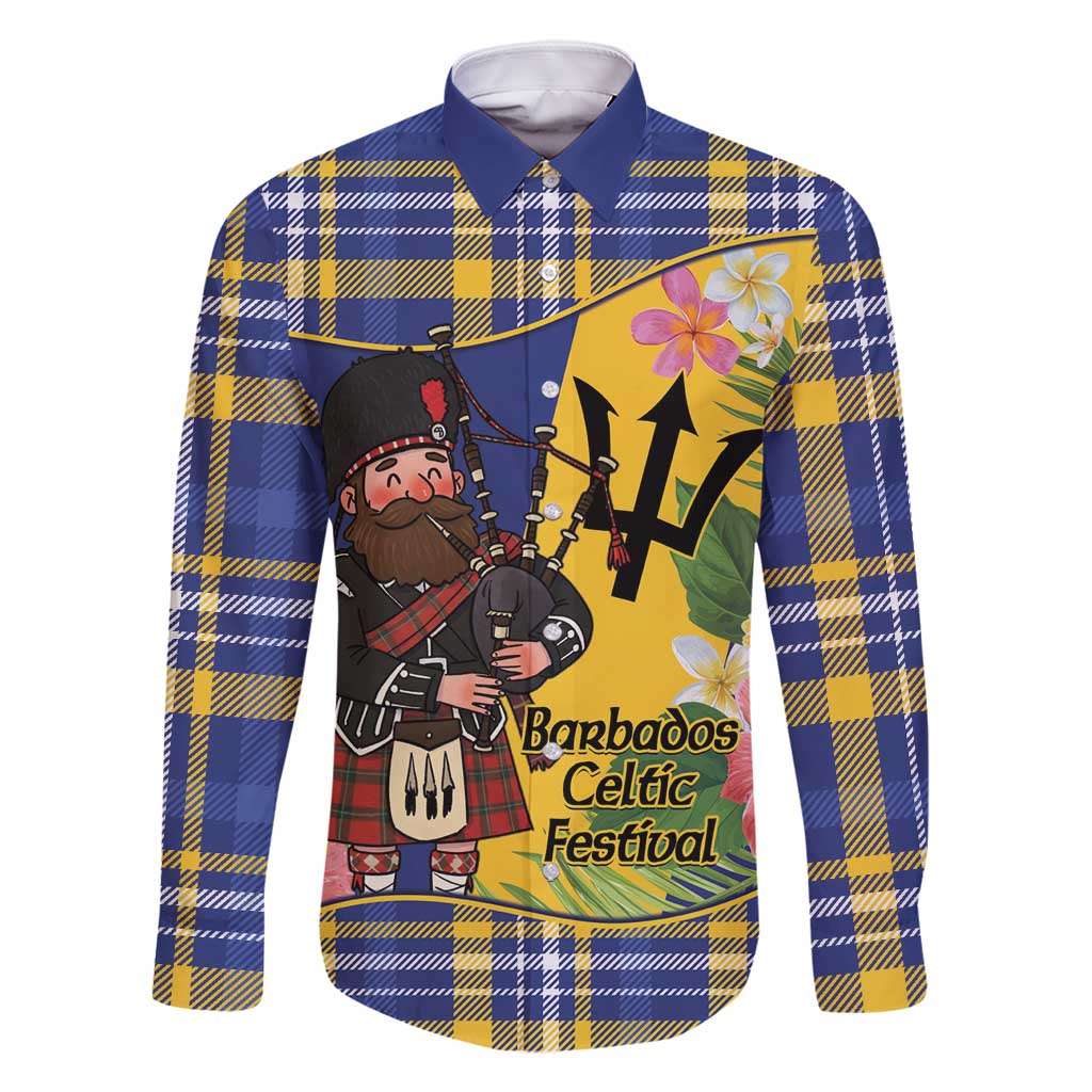 Barbados Celtic 2025 Festival Family Matching Off Shoulder Short Dress and Hawaiian Shirt Scottish Man With Bagpipes