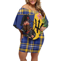 Barbados Celtic 2025 Festival Family Matching Off Shoulder Short Dress and Hawaiian Shirt Scottish Man With Bagpipes
