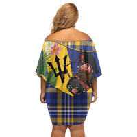 Barbados Celtic 2025 Festival Family Matching Off Shoulder Short Dress and Hawaiian Shirt Scottish Man With Bagpipes