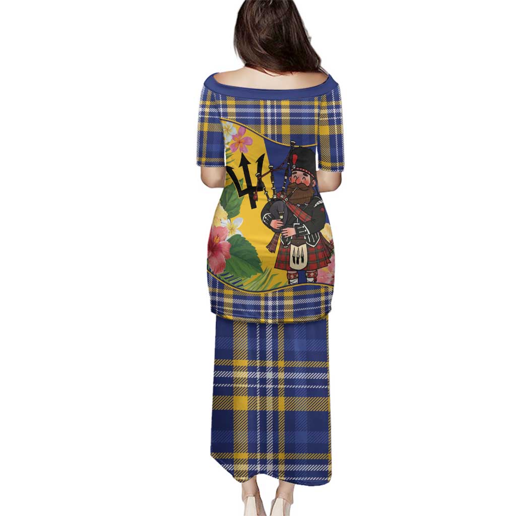 Barbados Celtic 2025 Festival Family Matching Puletasi and Hawaiian Shirt Scottish Man With Bagpipes