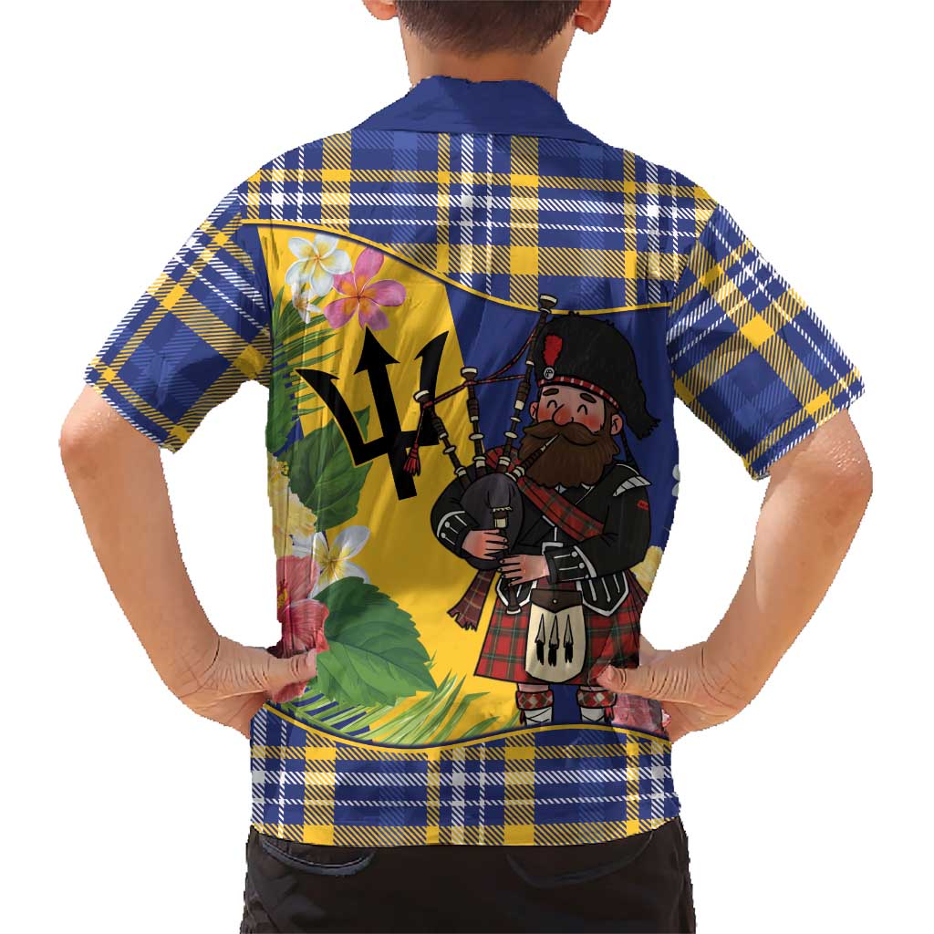 Barbados Celtic 2025 Festival Family Matching Short Sleeve Bodycon Dress and Hawaiian Shirt Scottish Man With Bagpipes