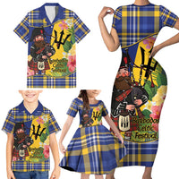 Barbados Celtic 2025 Festival Family Matching Short Sleeve Bodycon Dress and Hawaiian Shirt Scottish Man With Bagpipes