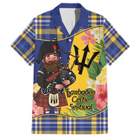 Barbados Celtic 2025 Festival Family Matching Short Sleeve Bodycon Dress and Hawaiian Shirt Scottish Man With Bagpipes