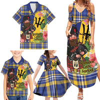 Barbados Celtic 2025 Festival Family Matching Summer Maxi Dress and Hawaiian Shirt Scottish Man With Bagpipes