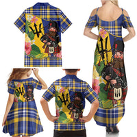 Barbados Celtic 2025 Festival Family Matching Summer Maxi Dress and Hawaiian Shirt Scottish Man With Bagpipes