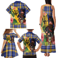 Barbados Celtic 2025 Festival Family Matching Tank Maxi Dress and Hawaiian Shirt Scottish Man With Bagpipes