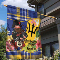Barbados Celtic 2025 Festival Garden Flag Scottish Man With Bagpipes