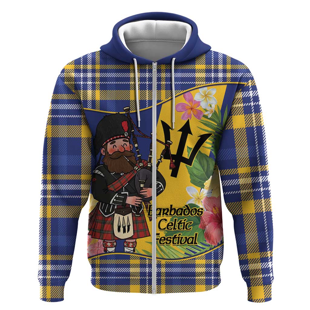 Barbados Celtic 2025 Festival Hoodie Scottish Man With Bagpipes