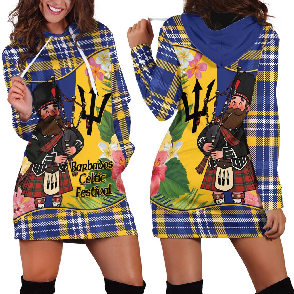 Barbados Celtic 2025 Festival Hoodie Dress Scottish Man With Bagpipes