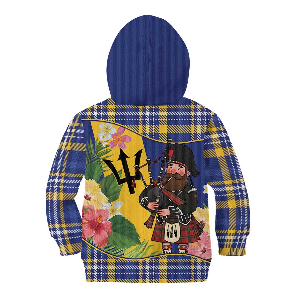 Barbados Celtic 2025 Festival Kid Hoodie Scottish Man With Bagpipes