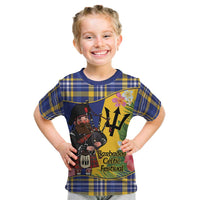 Barbados Celtic 2025 Festival Kid T Shirt Scottish Man With Bagpipes