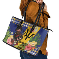 Barbados Celtic 2025 Festival Leather Tote Bag Scottish Man With Bagpipes