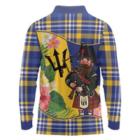 Barbados Celtic 2025 Festival Long Sleeve Polo Shirt Scottish Man With Bagpipes