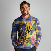 Barbados Celtic 2025 Festival Long Sleeve Polo Shirt Scottish Man With Bagpipes