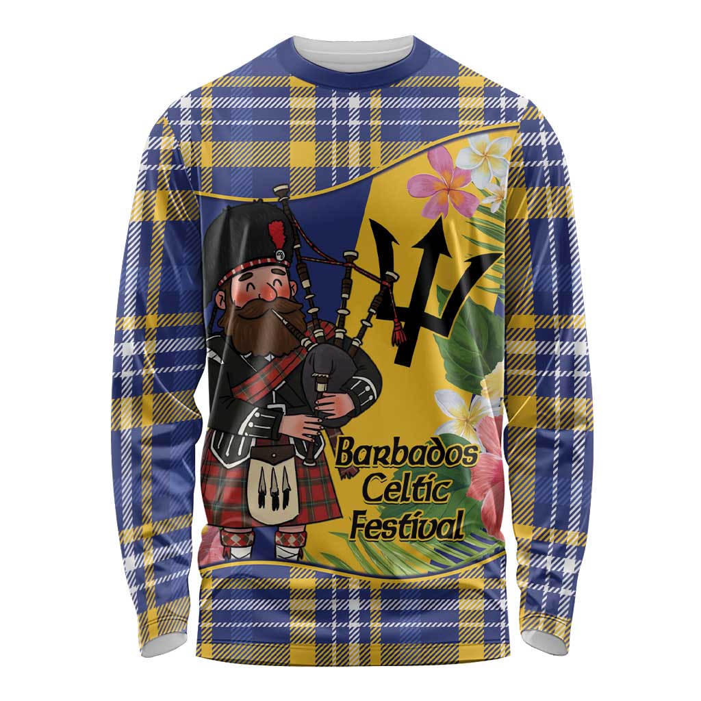 Barbados Celtic 2025 Festival Long Sleeve Shirt Scottish Man With Bagpipes