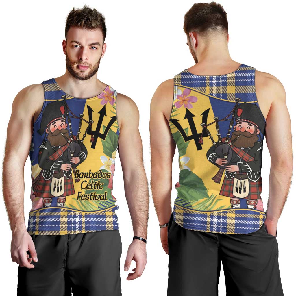 Barbados Celtic 2025 Festival Men Tank Top Scottish Man With Bagpipes