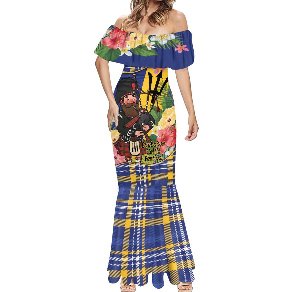 Barbados Celtic 2025 Festival Mermaid Dress Scottish Man With Bagpipes