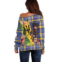 Barbados Celtic 2025 Festival Off Shoulder Sweater Scottish Man With Bagpipes