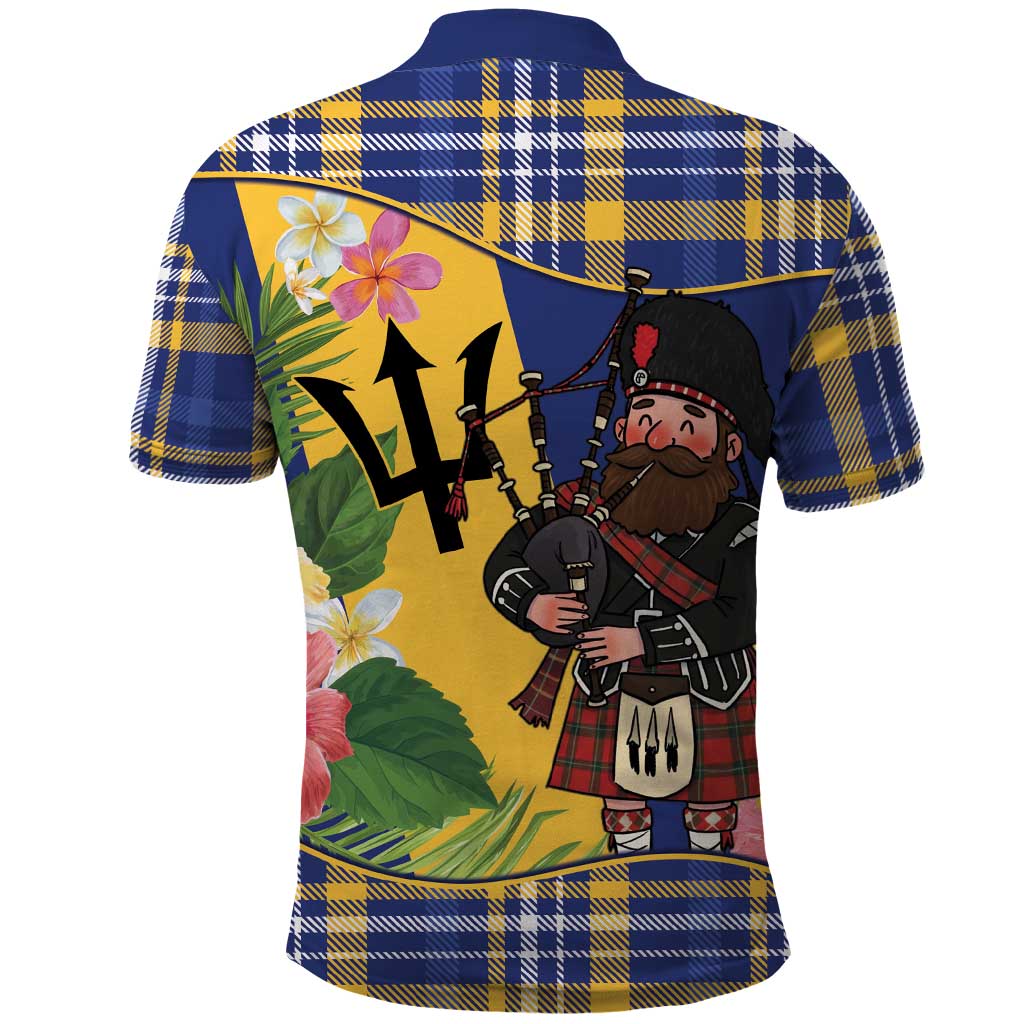 Barbados Celtic 2025 Festival Polo Shirt Scottish Man With Bagpipes