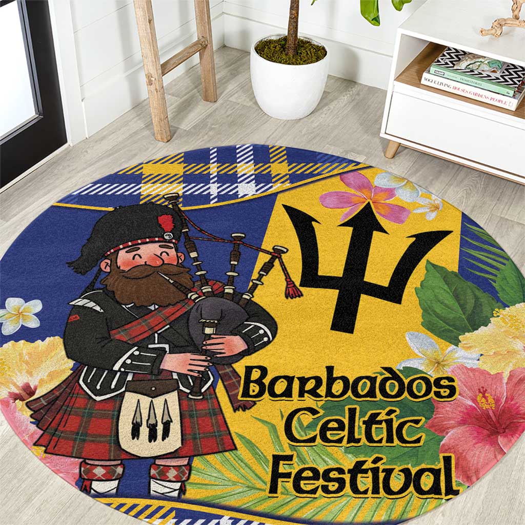 Barbados Celtic 2025 Festival Round Carpet Scottish Man With Bagpipes