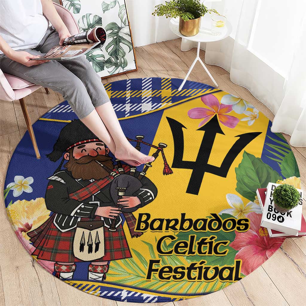 Barbados Celtic 2025 Festival Round Carpet Scottish Man With Bagpipes