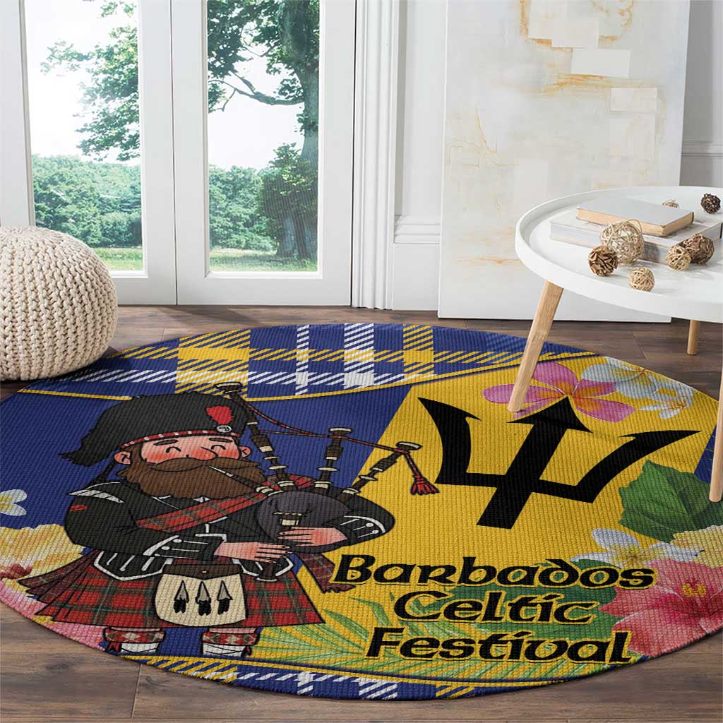 Barbados Celtic 2025 Festival Round Carpet Scottish Man With Bagpipes