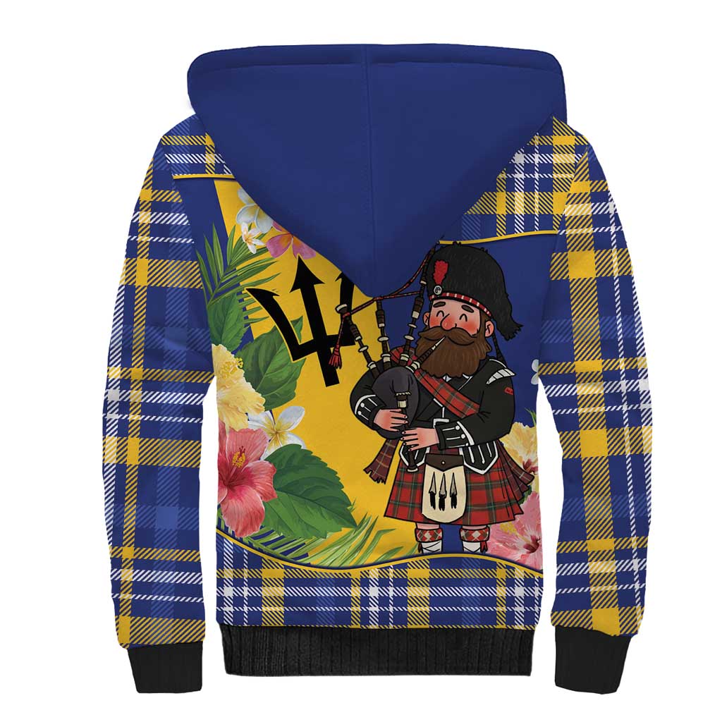 Barbados Celtic 2025 Festival Sherpa Hoodie Scottish Man With Bagpipes