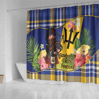 Barbados Celtic 2025 Festival Shower Curtain Scottish Man With Bagpipes