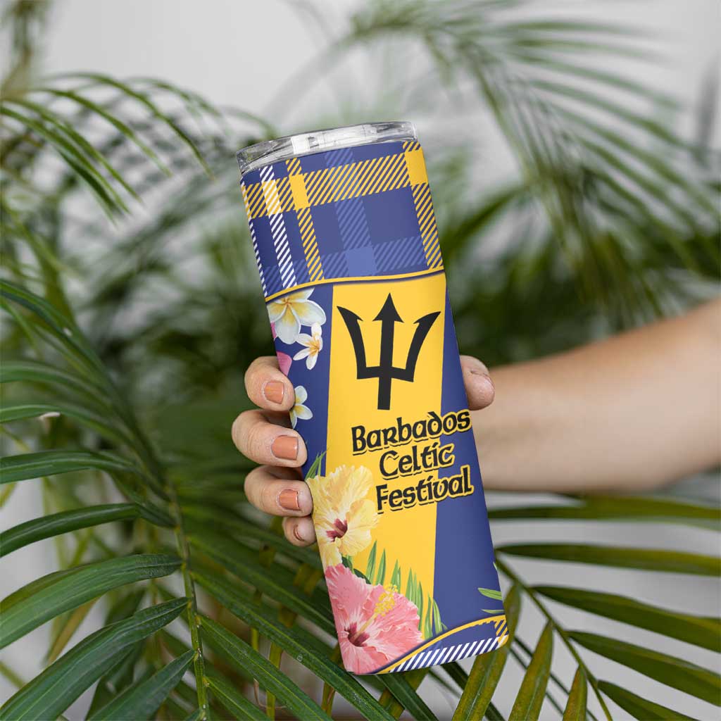 Barbados Celtic 2025 Festival Skinny Tumbler Scottish Man With Bagpipes