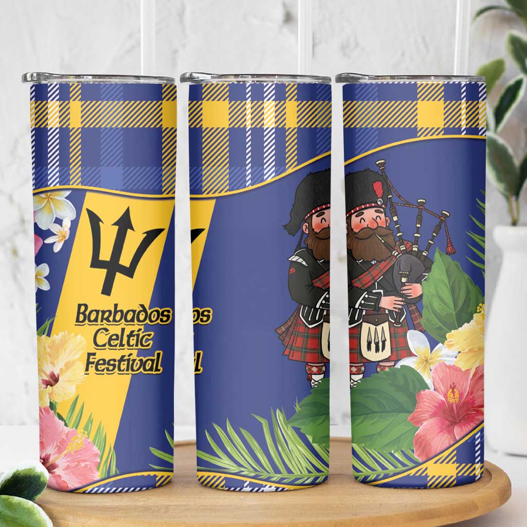 Barbados Celtic 2025 Festival Skinny Tumbler Scottish Man With Bagpipes