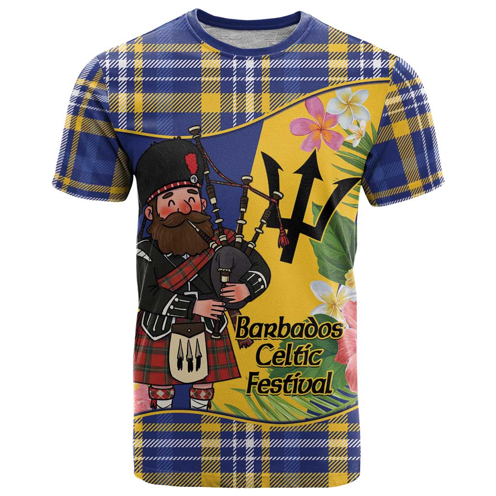 Barbados Celtic 2025 Festival T Shirt Scottish Man With Bagpipes