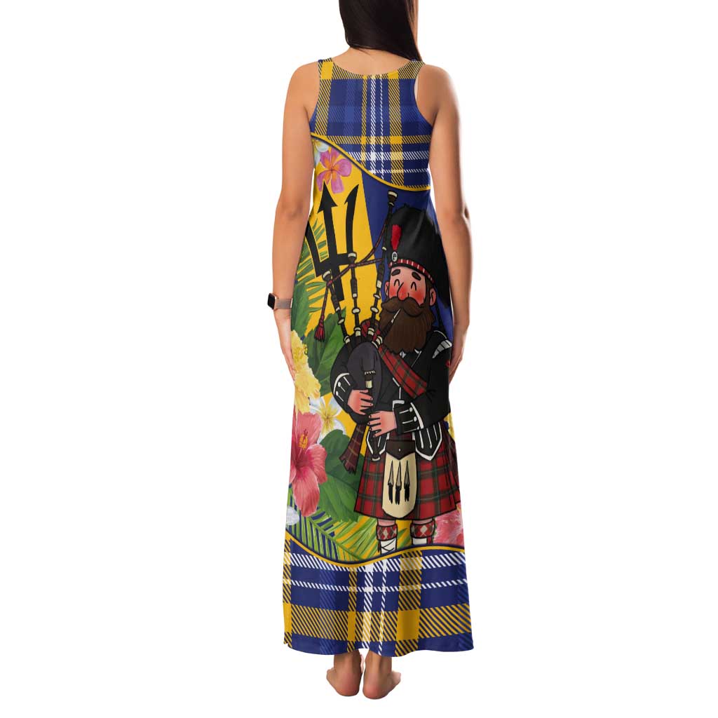 Barbados Celtic 2025 Festival Tank Maxi Dress Scottish Man With Bagpipes