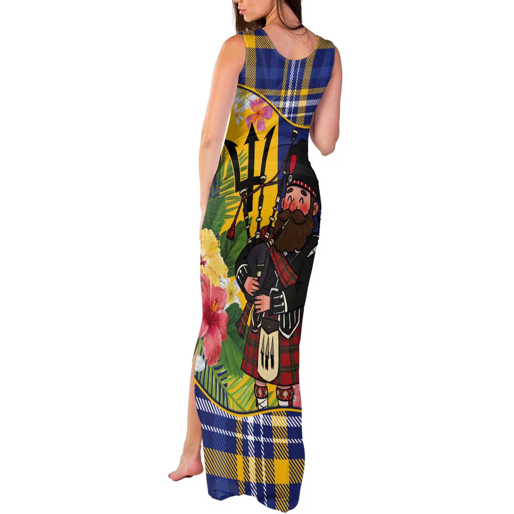 Barbados Celtic 2025 Festival Tank Maxi Dress Scottish Man With Bagpipes
