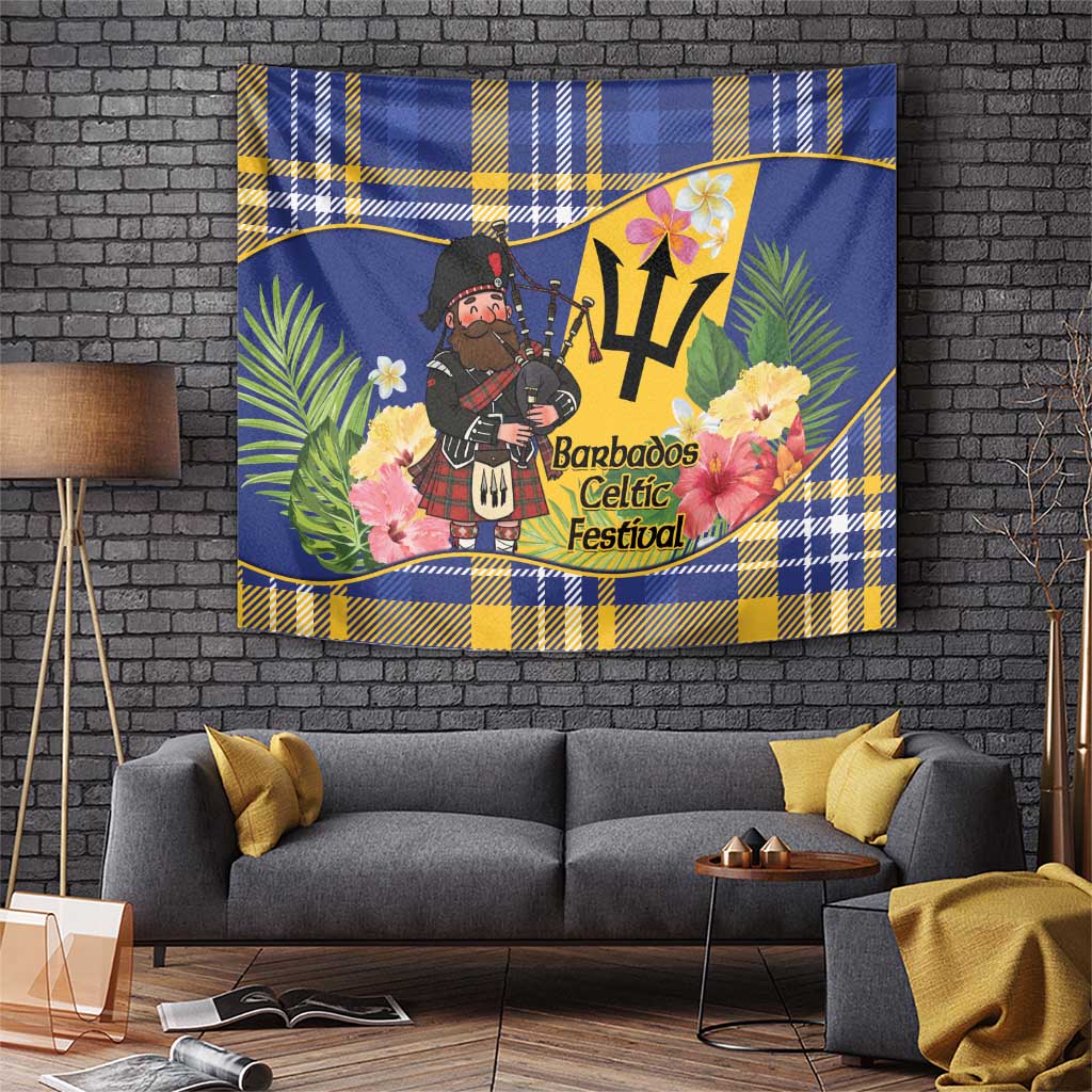 Barbados Celtic 2025 Festival Tapestry Scottish Man With Bagpipes