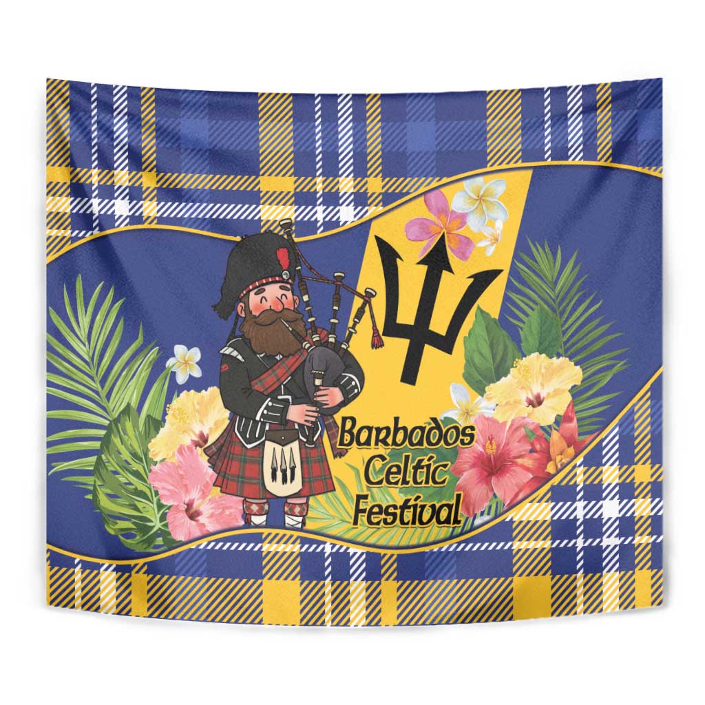 Barbados Celtic 2025 Festival Tapestry Scottish Man With Bagpipes