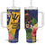 Barbados Celtic 2025 Festival Tumbler With Handle Scottish Man With Bagpipes