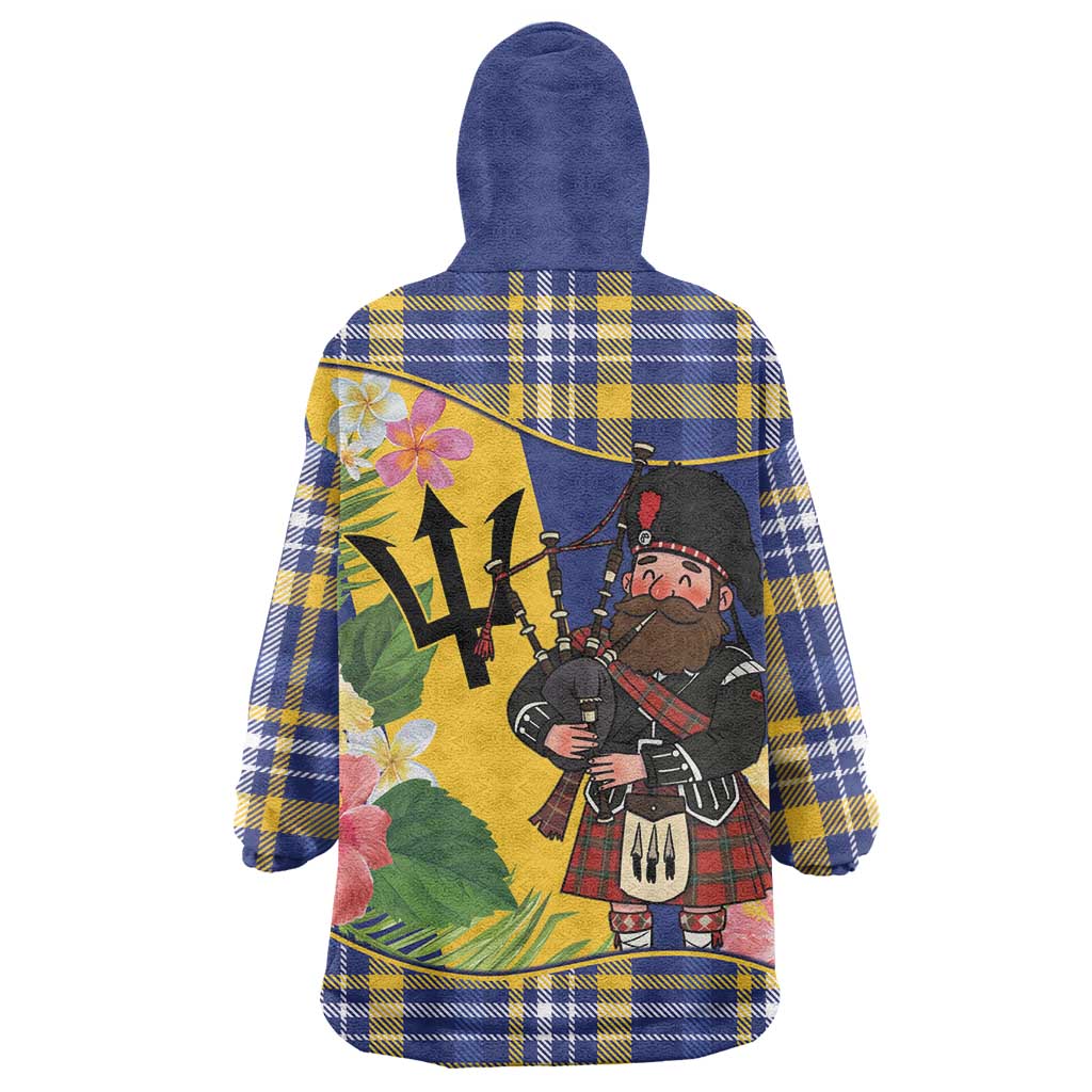 Barbados Celtic 2025 Festival Wearable Blanket Hoodie Scottish Man With Bagpipes