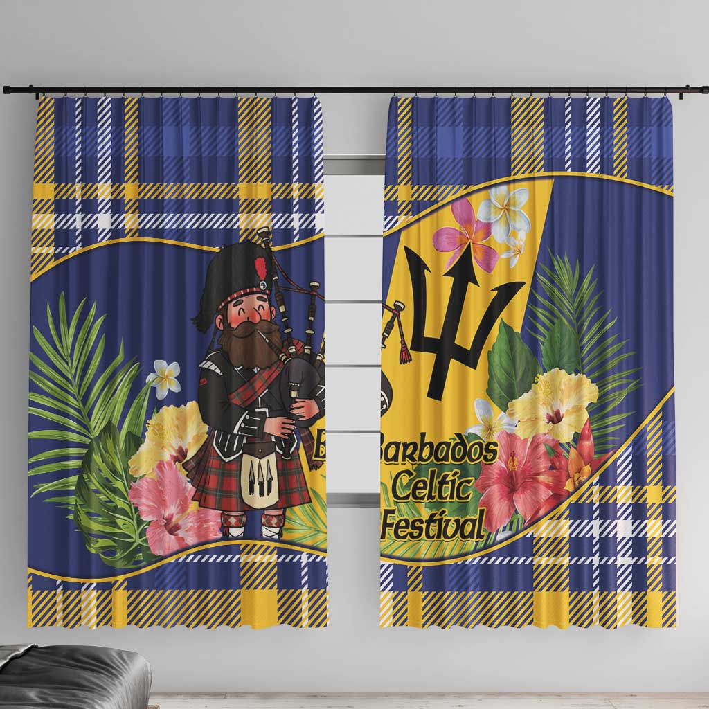 Barbados Celtic 2025 Festival Window Curtain Scottish Man With Bagpipes