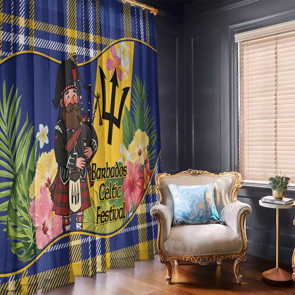 Barbados Celtic 2025 Festival Window Curtain Scottish Man With Bagpipes