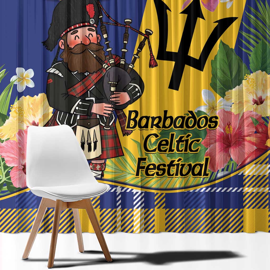 Barbados Celtic 2025 Festival Window Curtain Scottish Man With Bagpipes