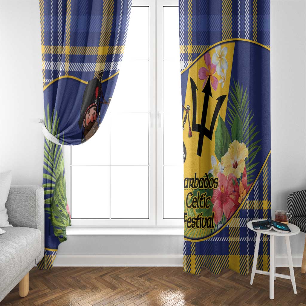 Barbados Celtic 2025 Festival Window Curtain Scottish Man With Bagpipes