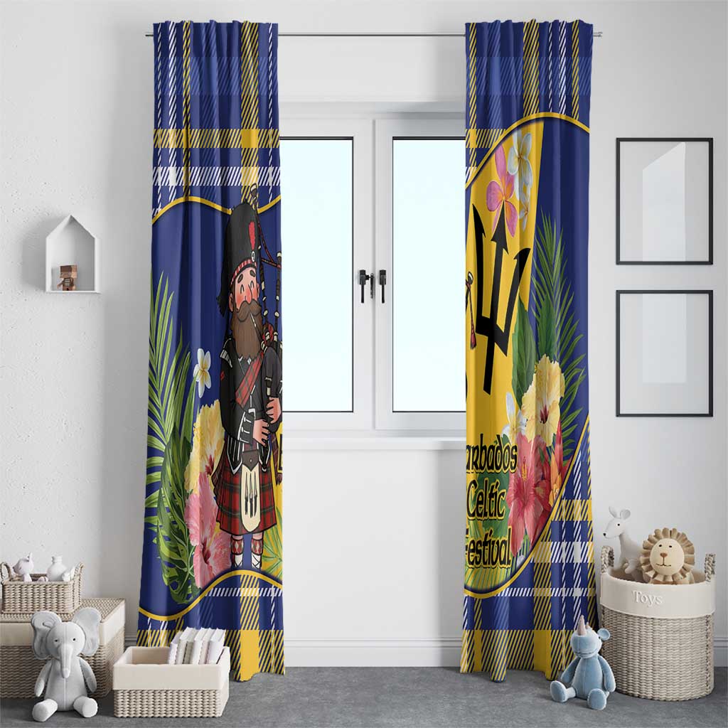 Barbados Celtic 2025 Festival Window Curtain Scottish Man With Bagpipes