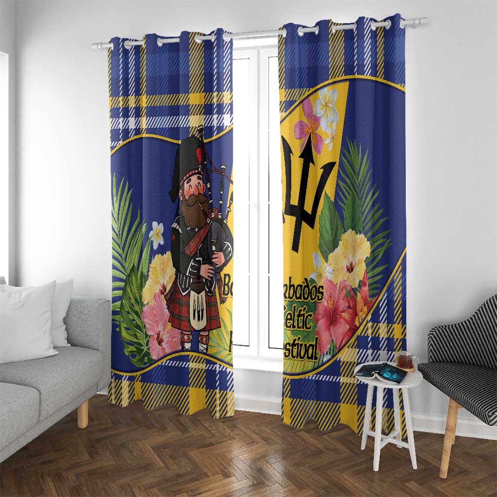 Barbados Celtic 2025 Festival Window Curtain Scottish Man With Bagpipes